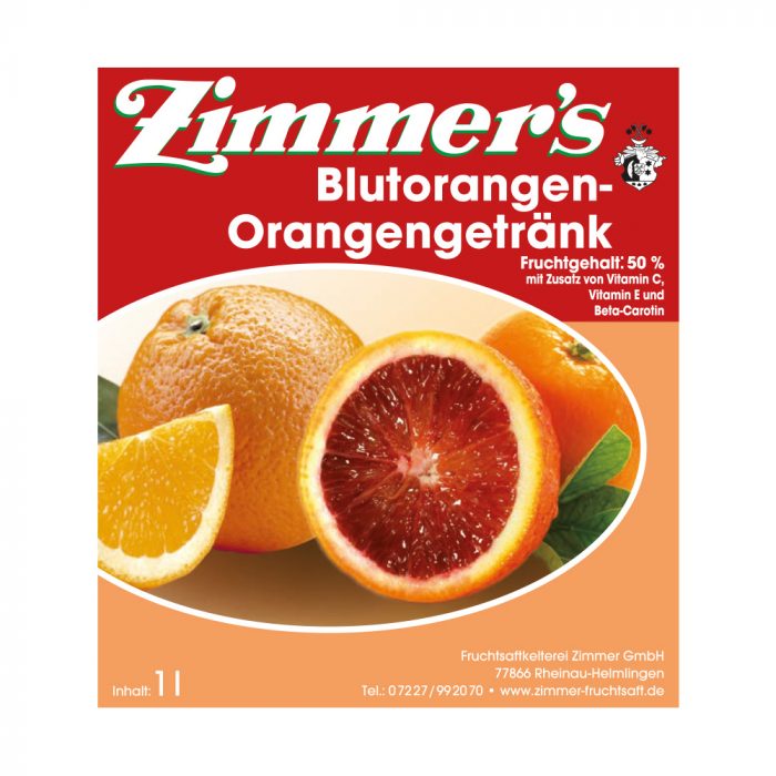 Zimmer-Fruchtsaftkelterei Blutorange-Orangengetränk