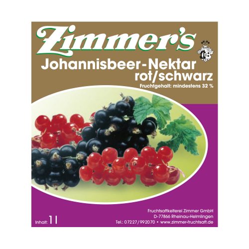 Zimmer Fruchtsaftkelterei Johannisbeer-Nektar rot-schwarz